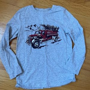 Oshkosh grey Christmas tree truck shirt